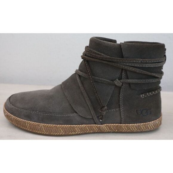 UGG 1019129 Woman’s Sz 5.5 Slate Soft Suede Reid Moccasin Booties - Picture 13 of 15
